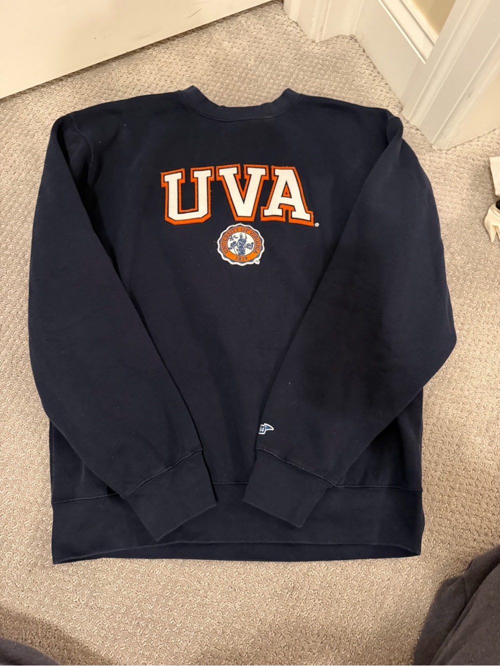 Blue 84 UVA Navy Crewneck Sweatshirt with Orange and White Logo